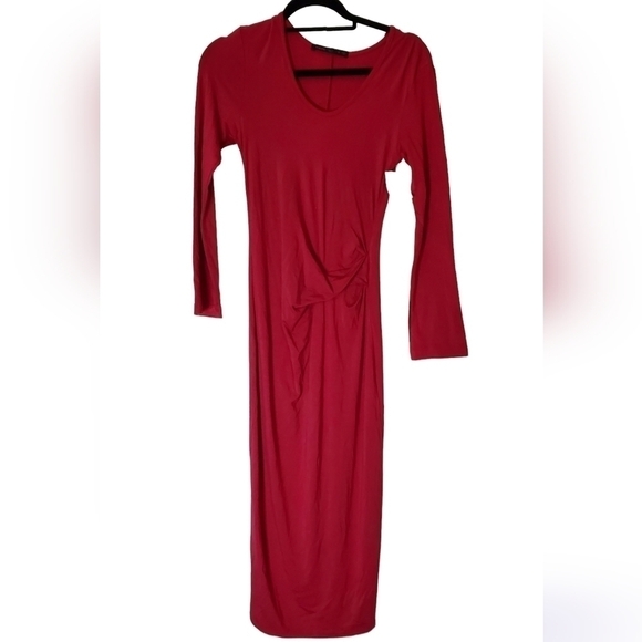 OE. Size small Form Fitting Midi Dress in Dark Pink Red NWT by Fraiche by J - Picture 1 of 6